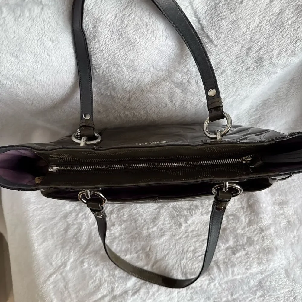 Coach Signature C Embossed Patent Leather Tote